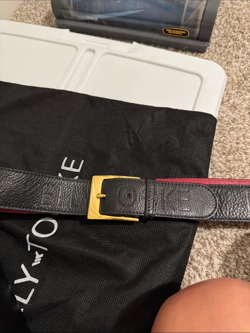 Kelly -Tooke Black Leather Shoulder Bag with Gold Chain Accent